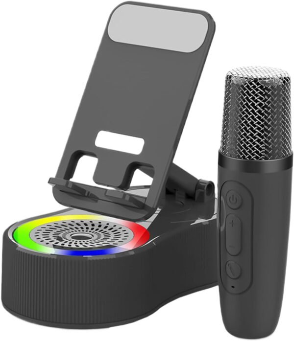 Supporto per altoparlante del telefono, supporto per presentatore di ricarica con luci a LED, 15,5 x 8,5 x 5,4 cm, portatile e versatile, gadget cool tech per doccia, auto, scrivania, feste, campeggio - Image 8