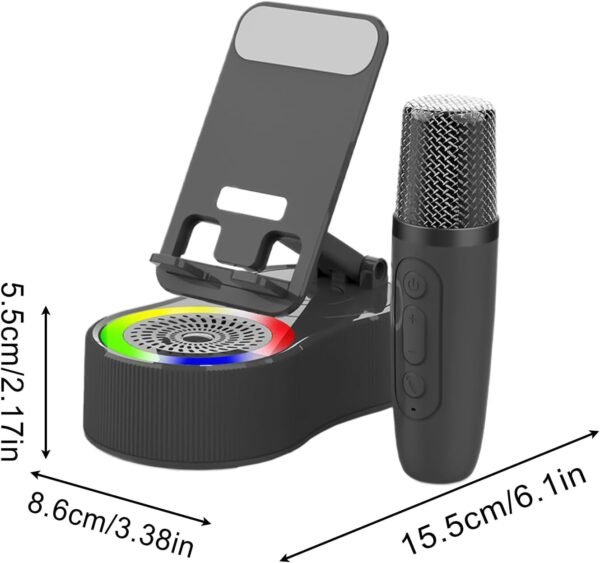 Supporto per altoparlante del telefono, supporto per presentatore di ricarica con luci a LED, 15,5 x 8,5 x 5,4 cm, portatile e versatile, gadget cool tech per doccia, auto, scrivania, feste, campeggio - Image 2