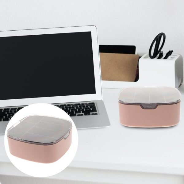Housoutil Organizer Cavi Portatile con Coperchio Scatola per Accessori Elettronici Scomparti per Cavi USB Caricatori per Viaggi Uso Domestico Rosa - Image 8