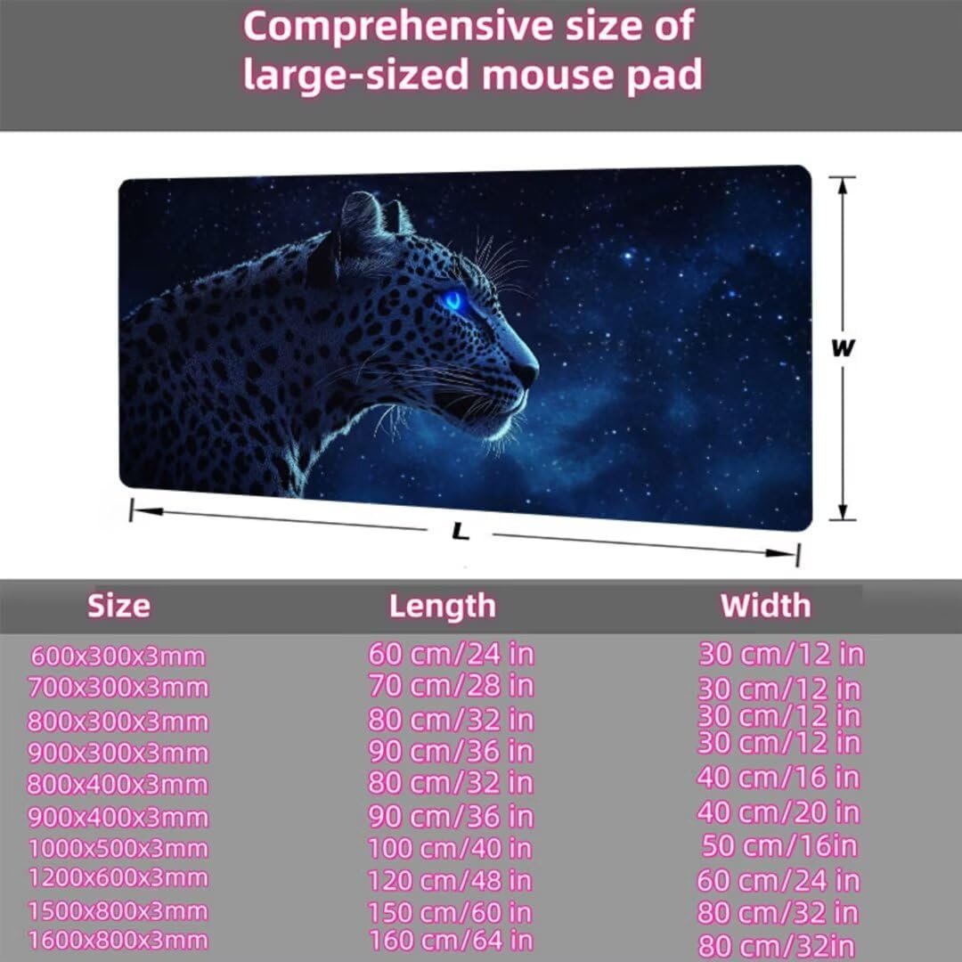 Tappetino Mouse XXL 1000x500mm, Cielo Stellato Tappetino Mouse Leopardo Motivo, Mousepad con Base in Gomma Antiscivolo e Bordi Cuciti, impermeabile, Lavabile, Pieghevole, Ufficio Accessori,Model763 - Image 7