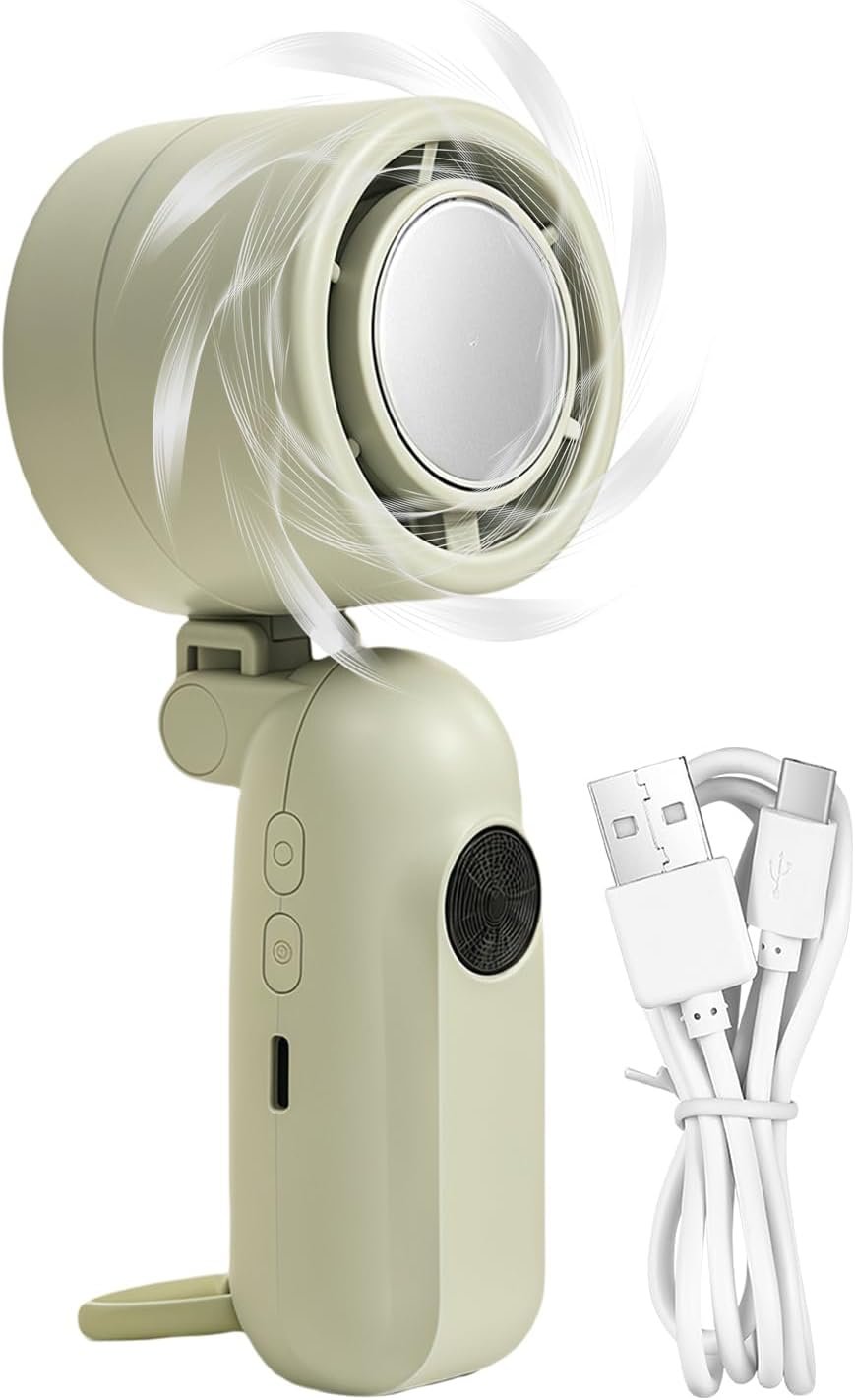 Ventilatore Portatile a Mano - Ventilatore Elettrico Compatto con Raffreddamento,Display LED con 3 Velocità Silenziose e Accessori Tecnologici a Batteria per Bambini, Donne e Uomini - Image 8