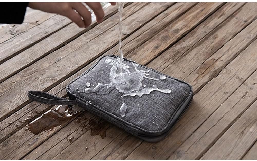Borsa organizer compatta per cavi, custodia impermeabile da viaggio per cavi, caricabatterie e gadget, custodia portatile per cavi per casa, ufficio e viaggi di lavoro, grigio chiaro - Image 5