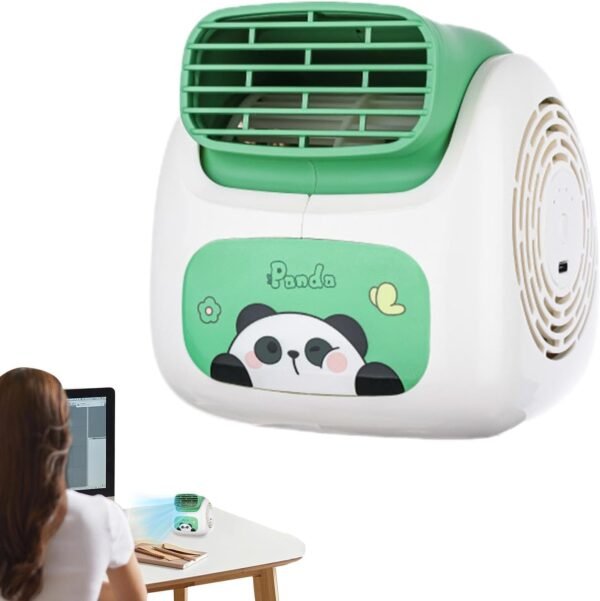 Ventilatore portatile per condizionatore d'aria, ventilatore da tavolo ricaricabile - Condizionatore per auto a forma di panda | Tecnologia turbocompressore Aria condizionata personale, raffre
