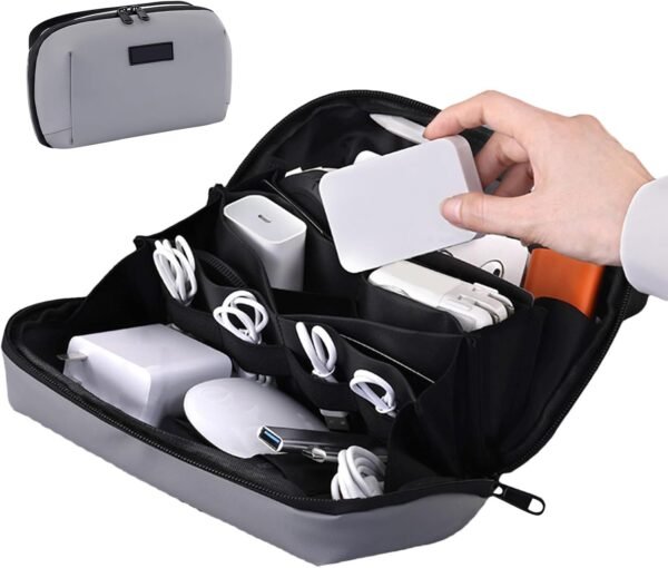 Organizzatore Cavi da Viaggio,Portaoggetti Da Viaggio Per Dispositivi Elettronici - Borsetta Con Cerniera Imbottita Compatta Per Caricabatterie Smartphone Cavi Gadgets Passaporto Viaggi