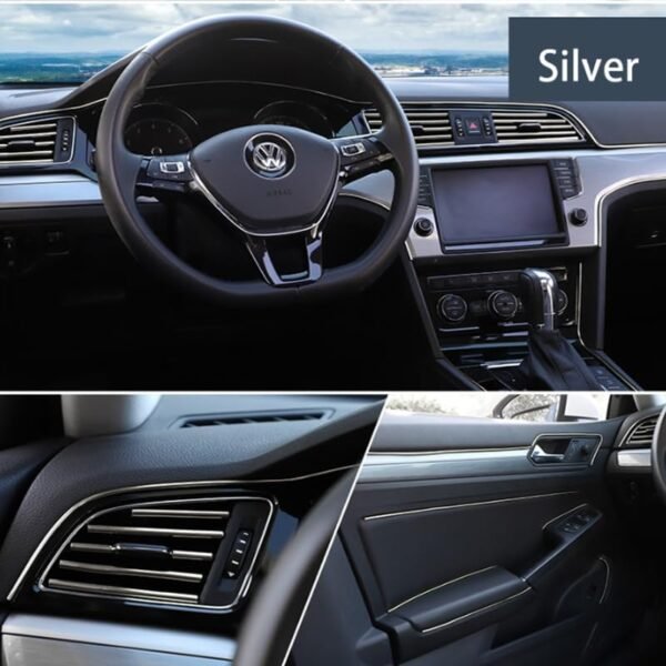 Strisce Decorative Auto, Car Trim Strip linea 10M Modanatura Interni Auto, Striscia Rivestimento auto, Universali Flessibile Modanatura Interna auto Strisce con Raschietto-Argento - Image 7