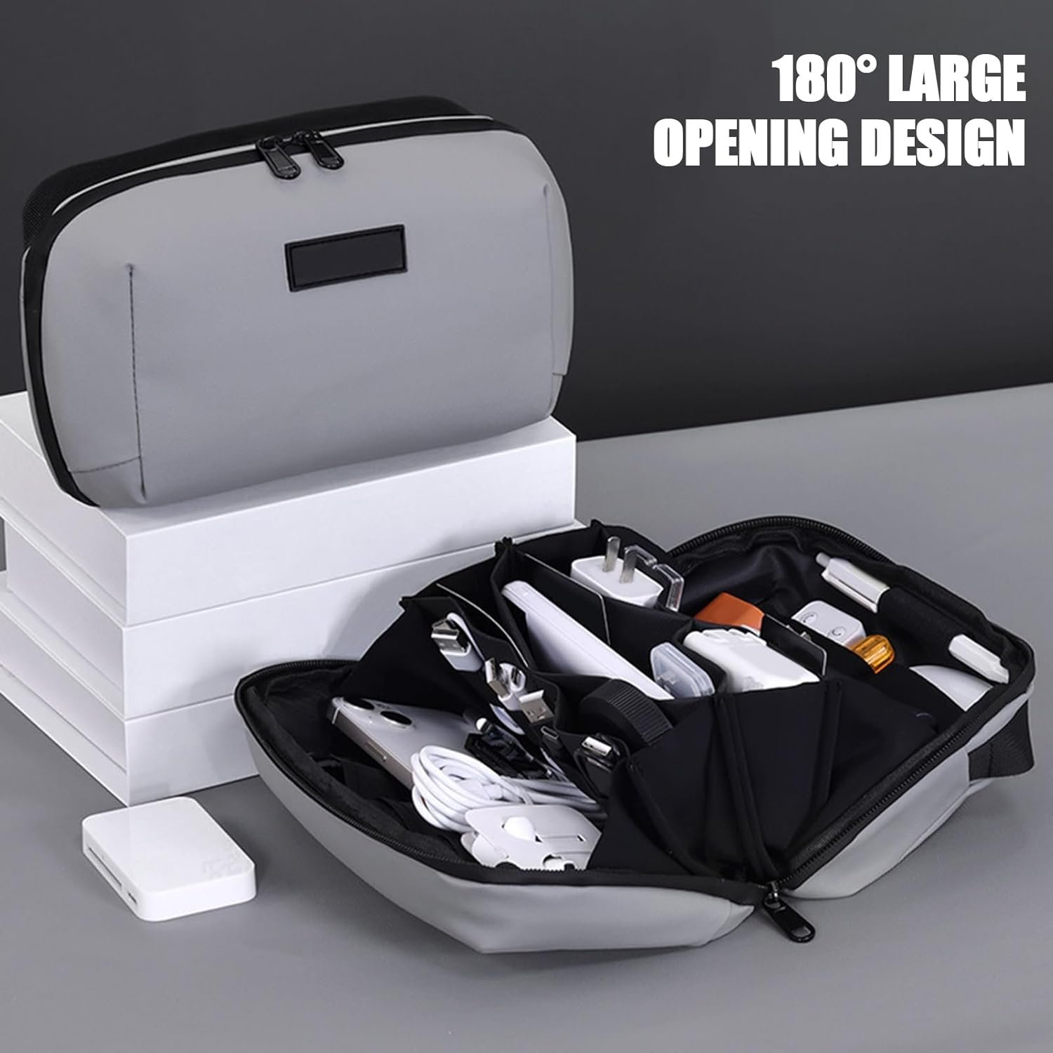 Organizzatore Da Viaggio Per Elettronica,Organizzatore Fili Da Viaggio - Borsa Imbottita con Scomparti Zip per Caricatori Hard Drive Telefono Gadget Antishock - Image 5