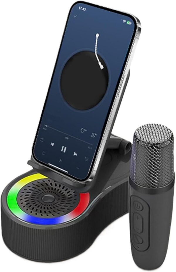 Supporto per altoparlante per telefono, dock per altoparlanti di ricarica, luci LED integrate, gadget cool tech per doccia, auto, scrivania, feste, 15,5 x 8,6 x 5,5 cm, campeggio, lavoro e uso in
