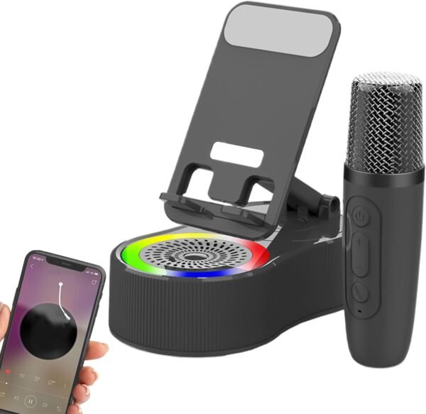 Supporto per altoparlante per telefono, dock per altoparlanti di ricarica, luci LED integrate, gadget cool tech per doccia, auto, scrivania, feste, 15,5 x 8,6 x 5,5 cm, campeggio, lavoro e uso in - Image 6