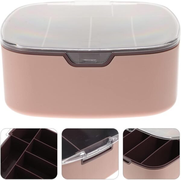 Housoutil Organizer Cavi Portatile con Coperchio Scatola per Accessori Elettronici Scomparti per Cavi USB Caricatori per Viaggi Uso Domestico Rosa - Image 7