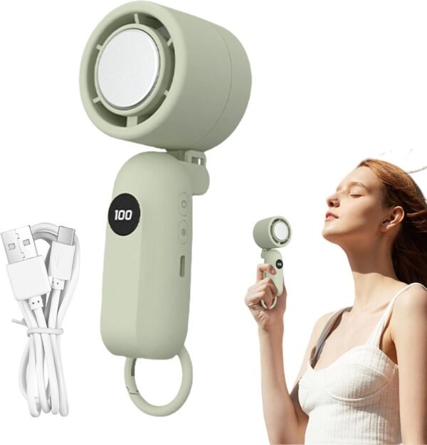 Generico Ventilatore a Mano Ricaricabile,Ventaglio Personale Compatto Ricaricabile USB | Display LED con 3 Velocità Silenziose e Accessori Tecnologici a Batteria per Bambini, Donne e Uomini