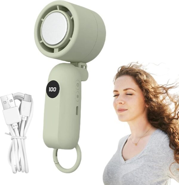 Generico Ventilatore a Mano Ricaricabile,Ventaglio Personale Compatto Ricaricabile USB | Display LED con 3 Velocità Silenziose e Accessori Tecnologici a Batteria per Bambini, Donne e Uomini - Image 9