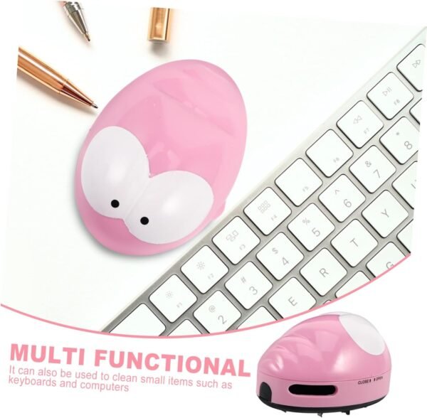 ULTECHNOVO scrivania mini aspirapolvere mini battitappeto aspirapolvere portatile per auto gadget da tavolo dei cartoni animati aspirapolvere da tavolo AbS rosa - Image 8