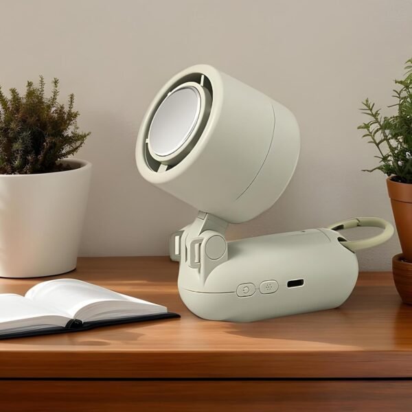 Ventilatore portatile ricaricabile, ventilatore personale di raffreddamento, ricaricabile tramite USB, display a LED, silenzioso, 3 velocità, gadget per viaggi, campeggio, spiaggia, attività - Image 2