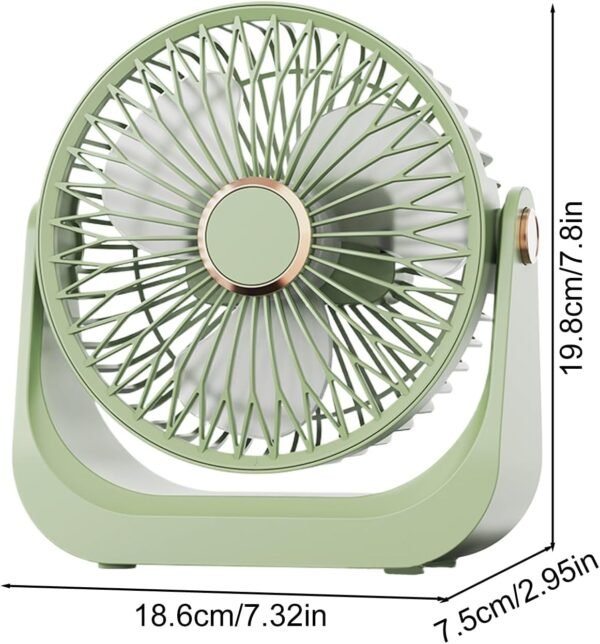 Generico Ventilatore Da Scrivania Silenzioso - Ventilatore con Flusso d'Aria Potente - Testa Orientabile a 90 Gradi, 3 Velocità Silenzioso, Ricaricabile e Portatile per Casa Viaggi Auto - Image 5