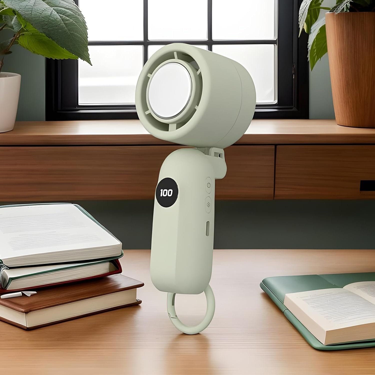 Ventilatore Portatile a Mano - Ventilatore Elettrico Compatto con Raffreddamento,Display LED con 3 Velocità Silenziose e Accessori Tecnologici a Batteria per Bambini, Donne e Uomini - Image 7