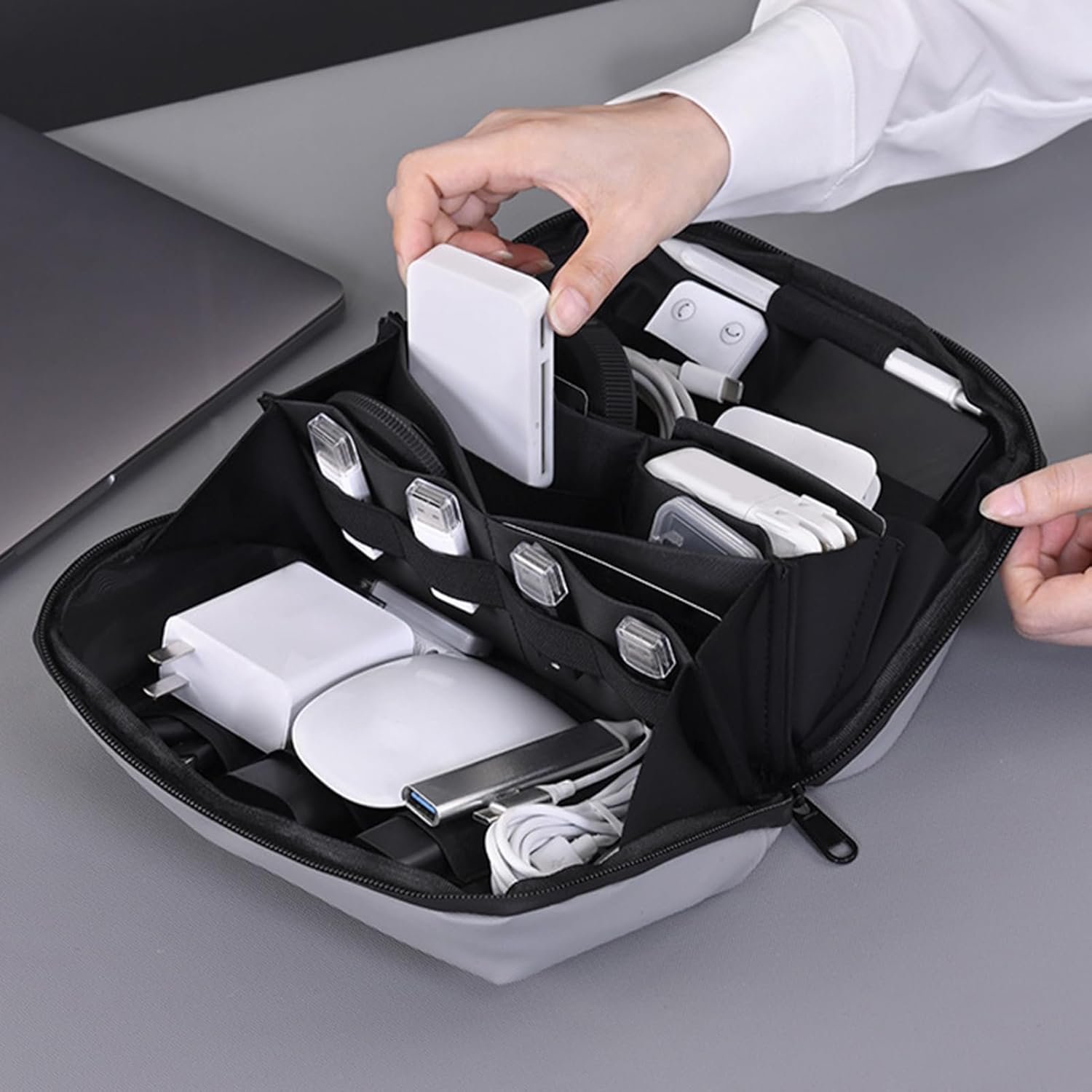Organizzatore Da Viaggio Per Elettronica,Organizzatore Fili Da Viaggio - Borsa Imbottita con Scomparti Zip per Caricatori Hard Drive Telefono Gadget Antishock - Image 3