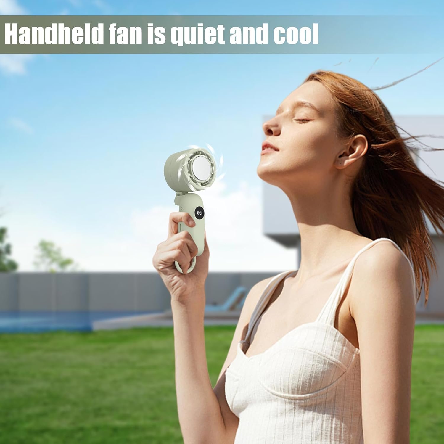 Ventilatore Portatile a Mano - Ventilatore Elettrico Compatto con Raffreddamento,Display LED con 3 Velocità Silenziose e Accessori Tecnologici a Batteria per Bambini, Donne e Uomini - Image 9
