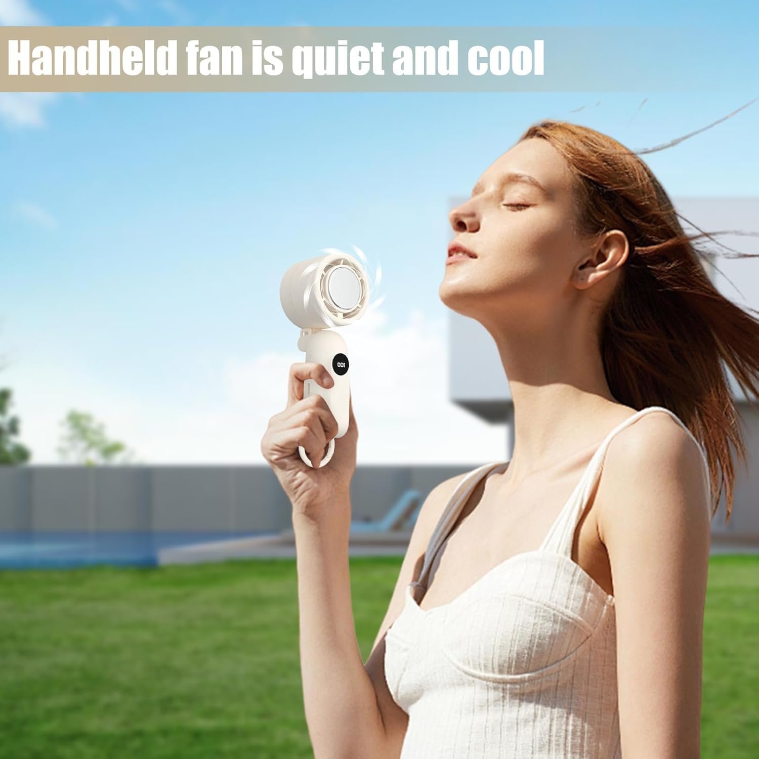 Ventilatore Portatile A Mano,Ventilatore Elettrico Compatto con Raffreddamento - Display LED con 3 Velocità Silenziose e Accessori Tecnologici a Batteria per Bambini, Donne e Uomini - Image 2