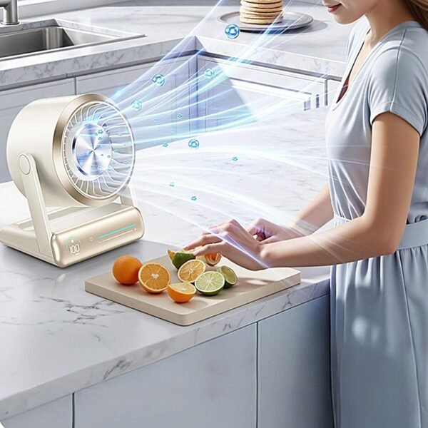 Nuyhgtr Ventilatore da tavolo, ventilatore elettrico da scrivania, display digitale ricaricabile con circolatore d'aria a 100 velocità e gadget fantastici per esterni, casa, viaggi, uso sul - Image 7