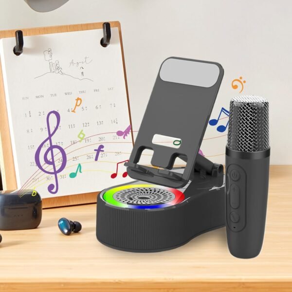Supporto per altoparlante per telefono, dock per altoparlanti di ricarica, luci LED integrate, gadget cool tech per doccia, auto, scrivania, feste, 15,5 x 8,6 x 5,5 cm, campeggio, lavoro e uso in - Image 3