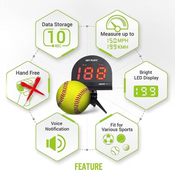 Attrezzatura e attrezzatura da allenamento da tennis, sensori di velocità per pistole radar (mani libere), per misurare la velocità della racchetta e della palla, gadget ad alta tecnologia per - Image 4