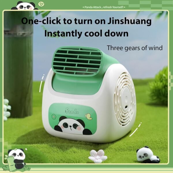 Ventilatore portatile per condizionatore d'aria, ventilatore da tavolo ricaricabile - Condizionatore per auto a forma di panda | Tecnologia turbocompressore Aria condizionata personale, raffre - Image 2