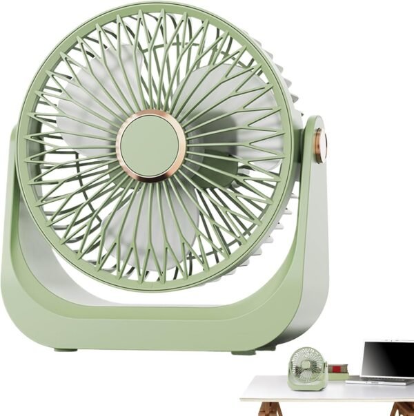 Generico Ventilatore Da Scrivania Silenzioso - Ventilatore con Flusso d'Aria Potente - Testa Orientabile a 90 Gradi, 3 Velocità Silenzioso, Ricaricabile e Portatile per Casa Viaggi Auto