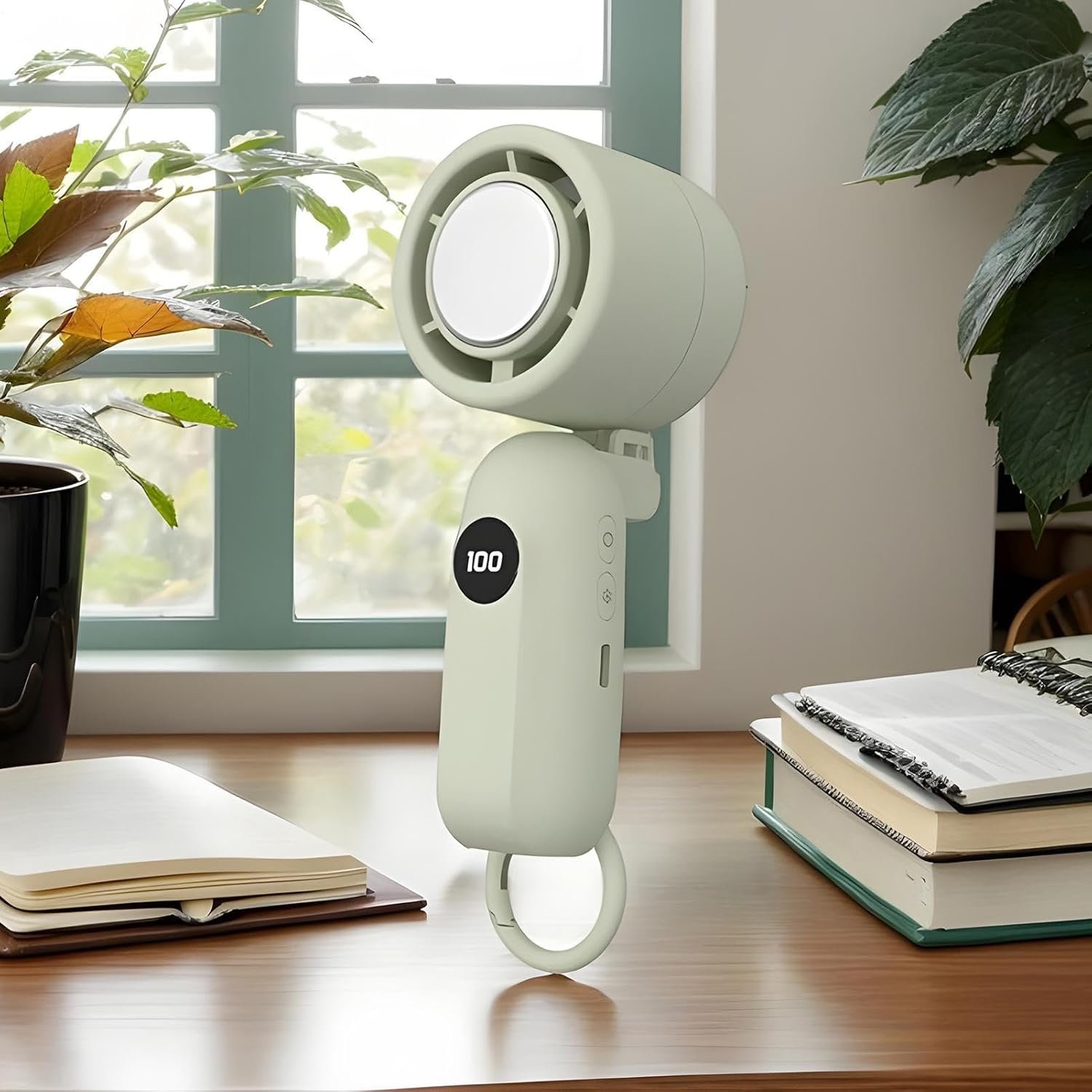 Ventilatore Portatile a Mano - Ventilatore Elettrico Compatto con Raffreddamento,Display LED con 3 Velocità Silenziose e Accessori Tecnologici a Batteria per Bambini, Donne e Uomini - Image 2