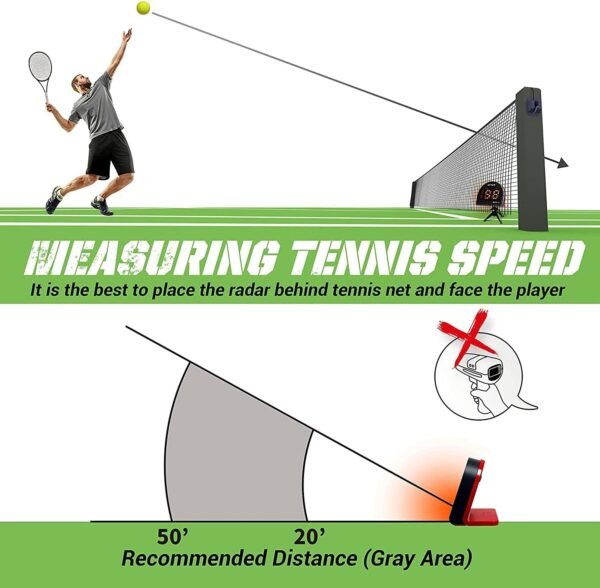 Attrezzatura e attrezzatura da allenamento da tennis, sensori di velocità per pistole radar (mani libere), per misurare la velocità della racchetta e della palla, gadget ad alta tecnologia per - Image 6