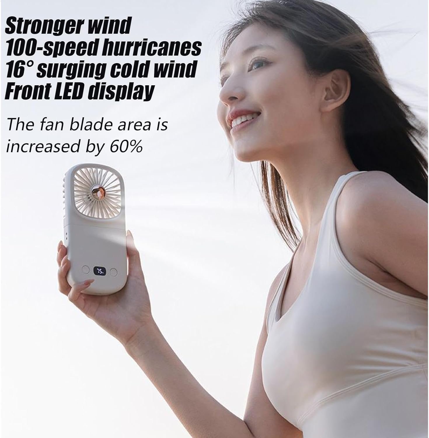 Ventilatore personale portatile, pieghevole, piccolo ventilatore da scrivania con display digitale, gadget rinfrescante, ventilatore di raffreddamento per interni ed esterni, caldo - Image 2