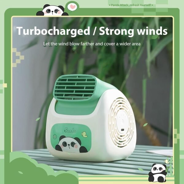 Ventilatore portatile per condizionatore d'aria, ventilatore da tavolo ricaricabile - Condizionatore per auto a forma di panda | Tecnologia turbocompressore Aria condizionata personale, raffre - Image 7