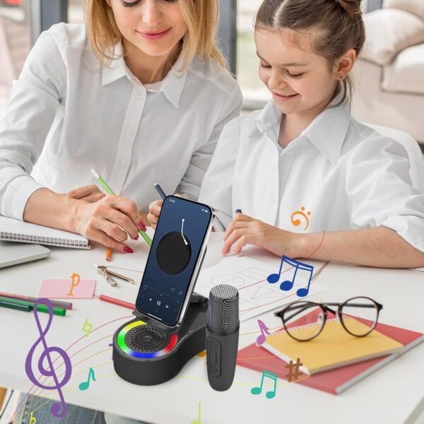Supporto per altoparlante per telefono, dock per altoparlanti di ricarica, luci LED integrate, gadget cool tech per doccia, auto, scrivania, feste, 15,5 x 8,6 x 5,5 cm, campeggio, lavoro e uso in - Image 8