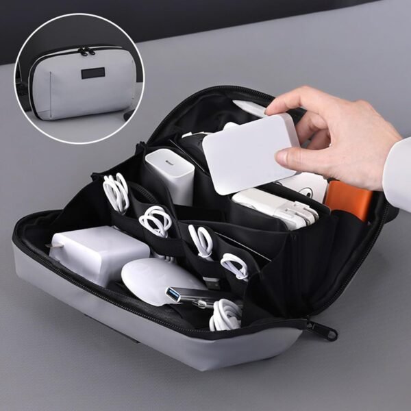 Borsa Organizzatrice Cavi Da Viaggio,Porta Caricabatterie Compatto | Borsa Imbottita con Scomparti Zip per Caricatori Hard Drive Telefono Gadget Antishock - Image 3