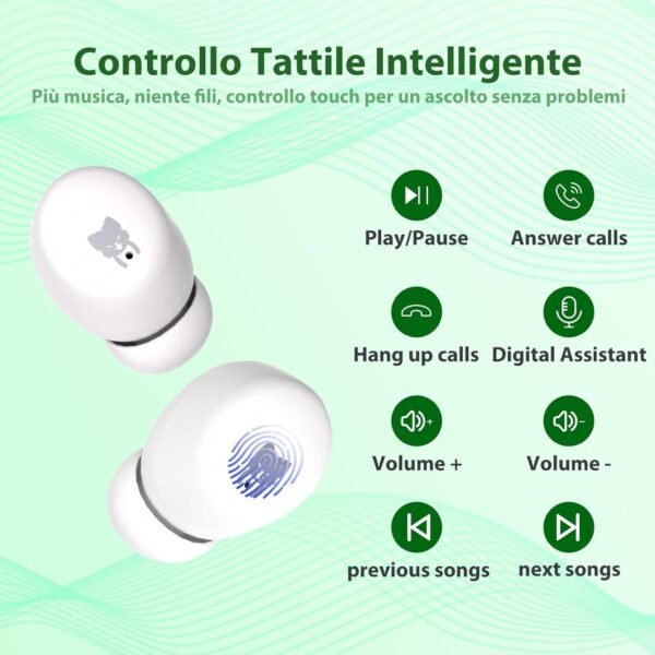 Cuffie per Bambini, Auricolari Bluetooth 5.3, Limite Di Volume 85 dB, 30Hrs Playback Cuffie Bluetooth Bambina, Cuffie Bluetooth Bambini con Microfono, Impermeabile, Cuffie Gatto, grigio&bianco - Image 7