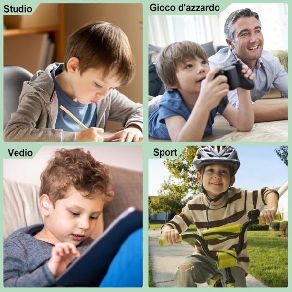 Cuffie per Bambini, Auricolari Bluetooth 5.3, Limite Di Volume 85 dB, 30Hrs Playback Cuffie Bluetooth Bambina, Cuffie Bluetooth Bambini con Microfono, Impermeabile, Cuffie Gatto, grigio&bianco - Image 9