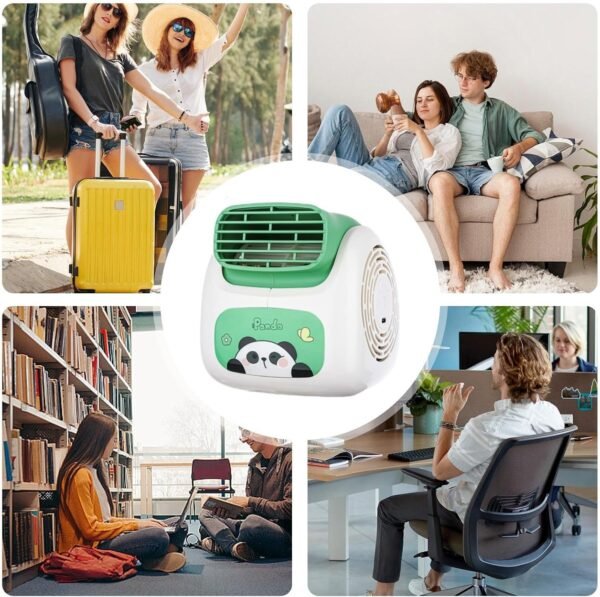 Ventilatore portatile per condizionatore d'aria, ventilatore da tavolo ricaricabile - Condizionatore per auto a forma di panda | Tecnologia turbocompressore Aria condizionata personale, raffre - Image 4