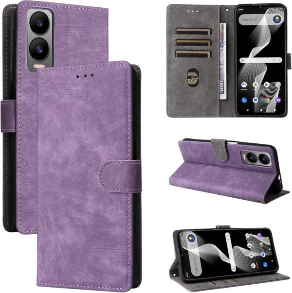 BELLA BEAR Cover Cricket Debut S3, (Tecnologia di Blocco RFID) Custodia per Cricket Debut S3, Custodia Cricket Debut S3 con (Supporto Scheda) (Funzione Kickstand)-Viola