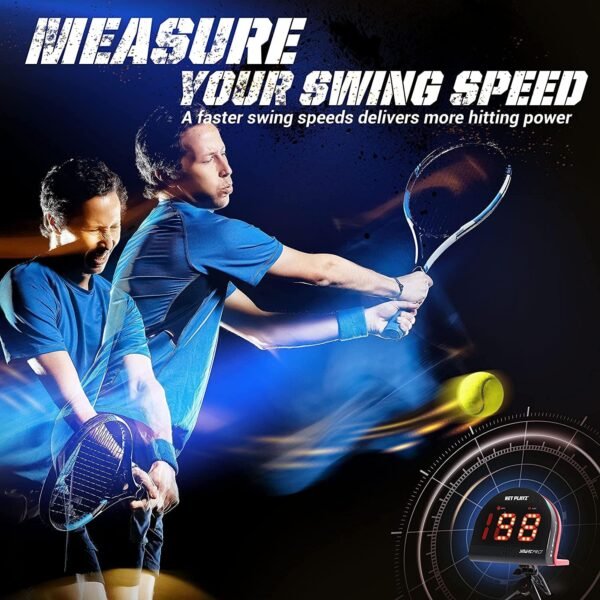 Attrezzatura e attrezzatura da allenamento da tennis, sensori di velocità per pistole radar (mani libere), per misurare la velocità della racchetta e della palla, gadget ad alta tecnologia per - Image 3