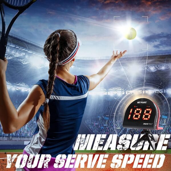 Attrezzatura e attrezzatura da allenamento da tennis, sensori di velocità per pistole radar (mani libere), per misurare la velocità della racchetta e della palla, gadget ad alta tecnologia per - Image 2
