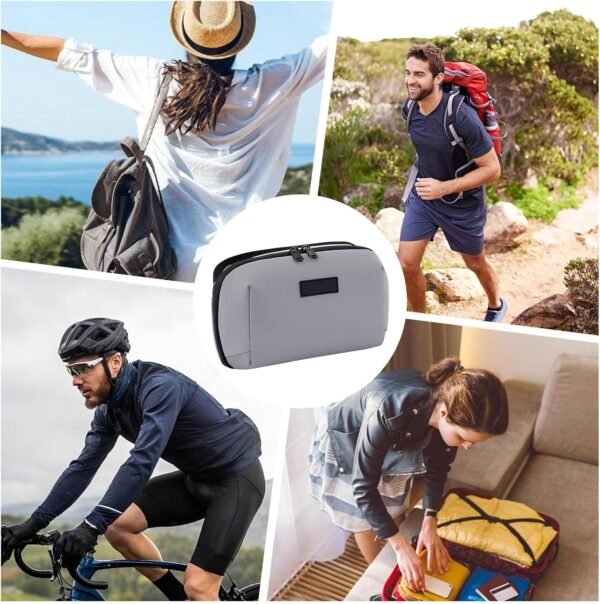 Lpsdssre Borsa portaoggetti per cavi dati, organizer per cavi, organizer da viaggio, leggera, portatile, 22,5 x 13 x 8 cm, grigio, nero, per caricabatterie e gadget, grigio, Refer to description - Image 9