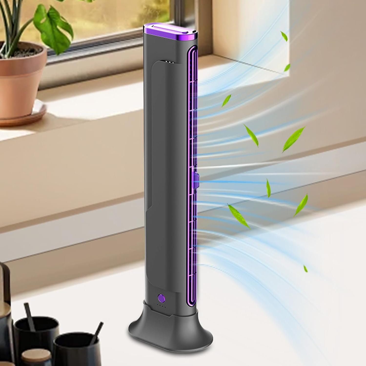 Ventilatore per aria condizionata – Ventilatore d'aria personale | Raffreddatore portatile AC | Ricaricabile a 3 velocità Gadget per Scrivania Cucina Hotel Dorm Ufficio Appartamento Interno Casa - Image 4