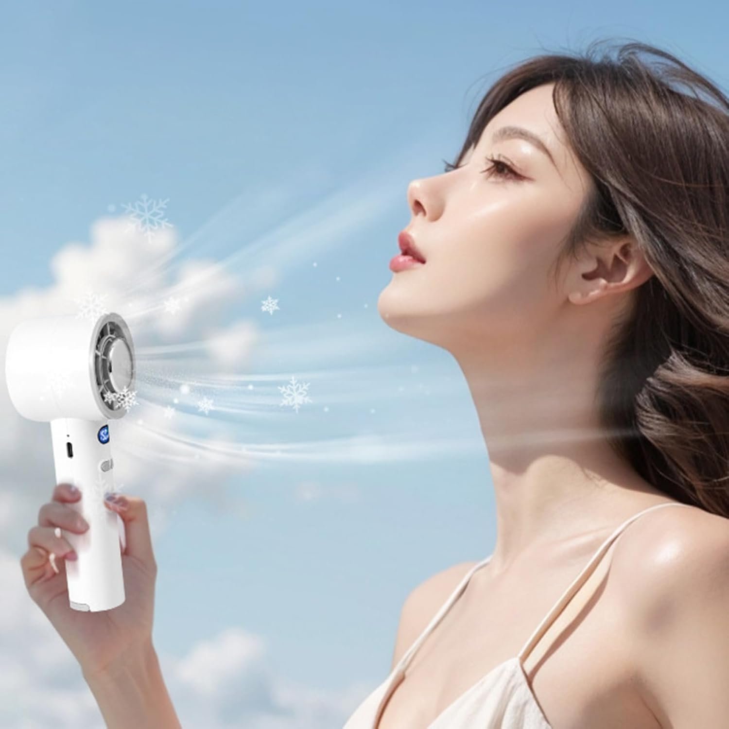 Ventilatore Manuale Portatile,Mini Ventilatore Personale Potente Rinfrescante - Dispositivo Rinfrescante Ricaricabile ad Alta Velocità con Display LED per Concerti all'Aperto, Spiaggia, Campeggio e - Image 8