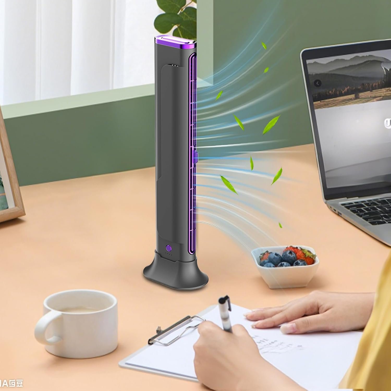 Ventilatore per aria condizionata – Ventilatore d'aria personale | Raffreddatore portatile AC | Ricaricabile a 3 velocità Gadget per Scrivania Cucina Hotel Dorm Ufficio Appartamento Interno Casa - Image 8