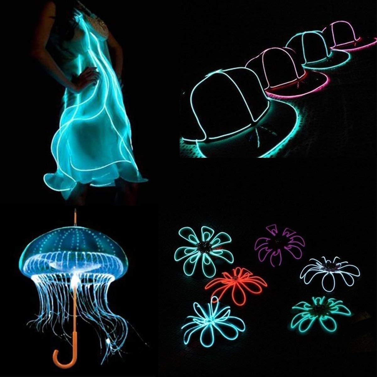 Kmruazre El Wire Neon Lights Luci a Tubo Multicolori Ad Alta Luminosità Alimentate a Batteria Per La Festa Di Natale Decorazione Da Pub Per Interni All'Aperto (5x1m, Rosso) - Image 2