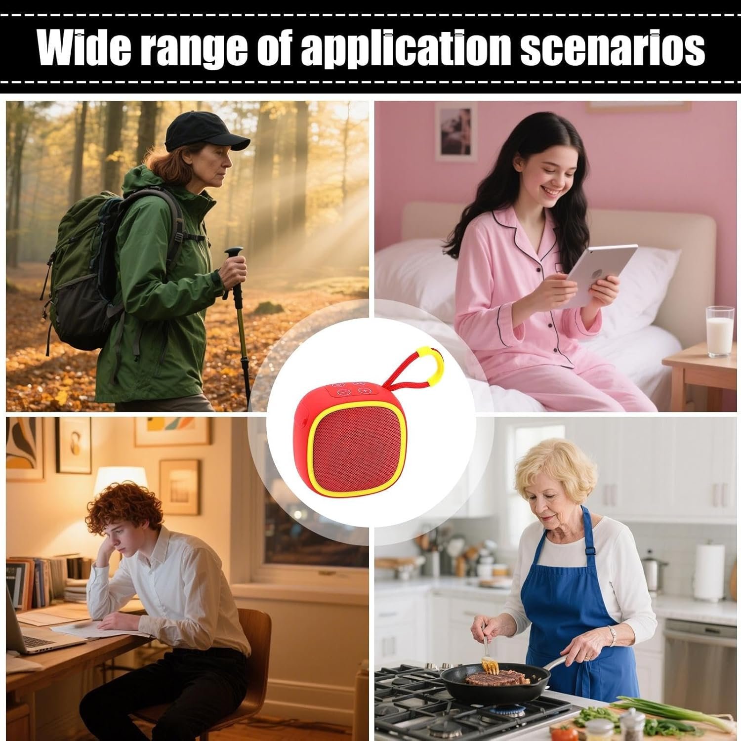 Altoparlante portatile senza fili | Gadget elettronici con suono stereo, gadget tecnologici leggeri per bagno, ascolto cucina - Image 4
