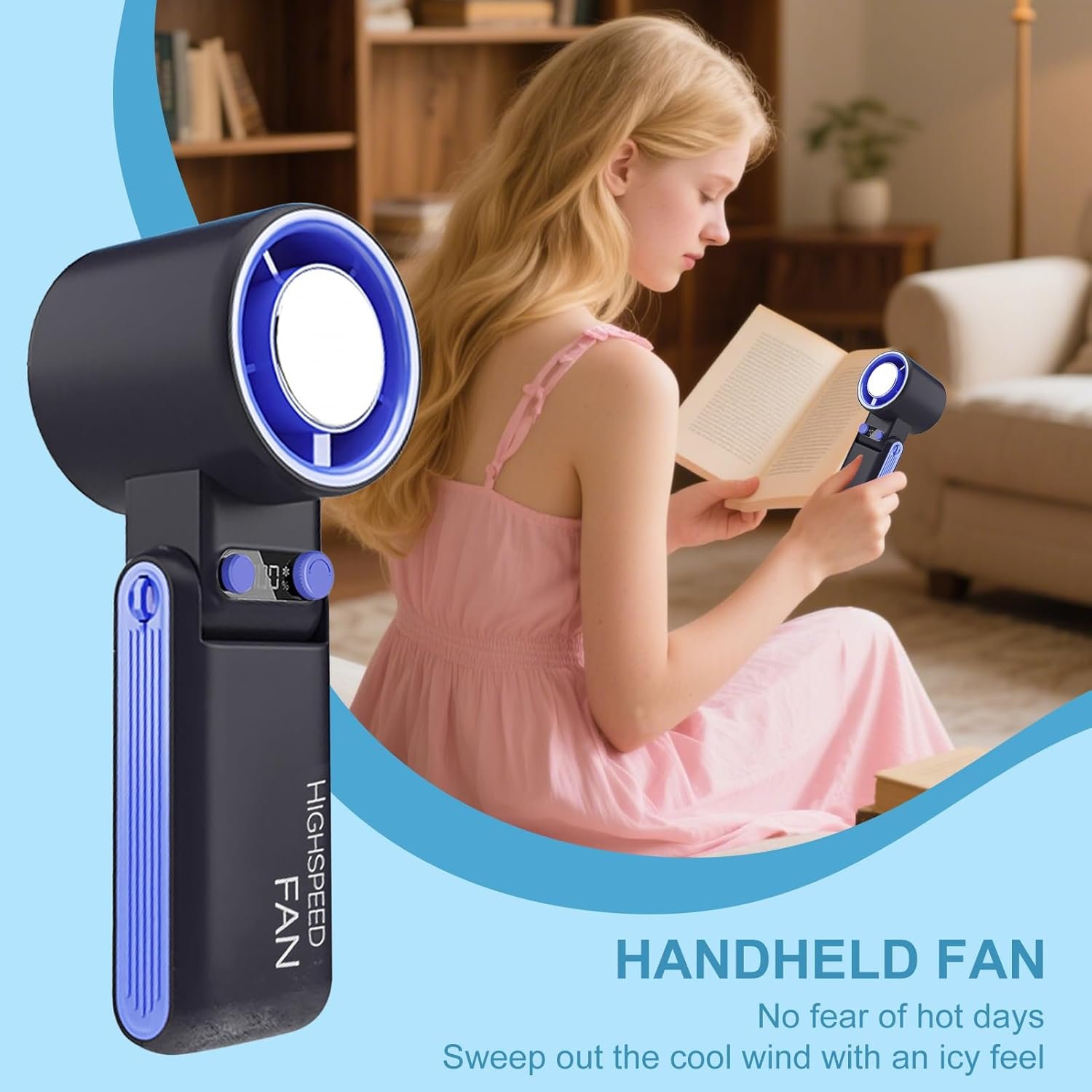 Ventilatore portatile portatile, ventilatore personale portatile a 100 velocità - 4000 mAh Gadget di raffreddamento ricaricabile Crognante per cantiere Place Home Travel Indoor Camping G - Image 2