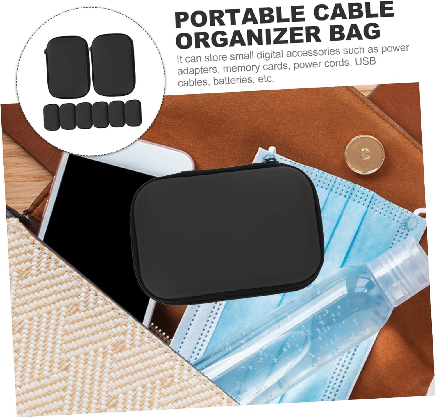 Hoement 8 Pezzi Borsa Organizer Portatile Per Cavi Elettronica Piccola Custodia Per Gadget Viaggio All'aperto - Image 4