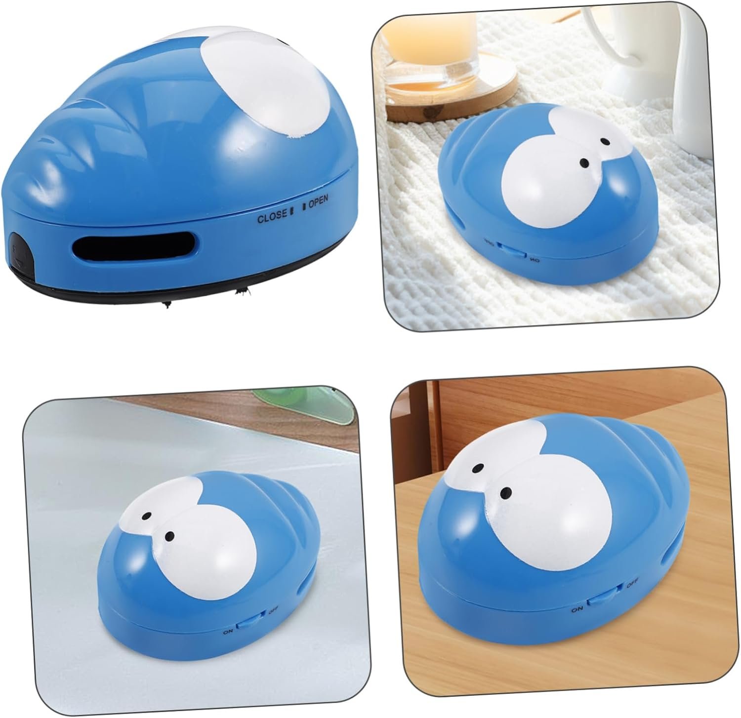 TOPPERFUN mini aspirapolvere con tastiera mini aspirapolvere per scrivania piccolo aspirapolvere gadget da tavolo dei cartoni animati aspirapolvere a mano battitappeto addominali Blu - Image 9
