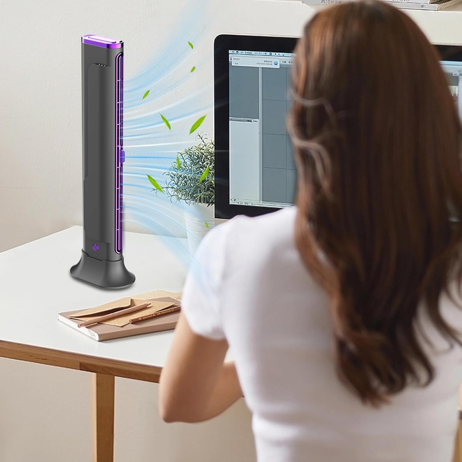 Ventilatore per aria condizionata – Ventilatore d'aria personale | Raffreddatore portatile AC | Ricaricabile a 3 velocità Gadget per Scrivania Cucina Hotel Dorm Ufficio Appartamento Interno Casa - Image 9