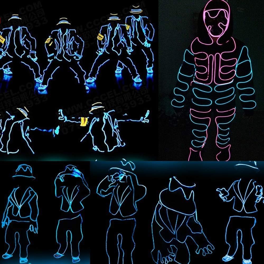 Kmruazre El Wire Neon Lights Luci a Tubo Multicolori Ad Alta Luminosità Alimentate a Batteria Per La Festa Di Natale Decorazione Da Pub Per Interni All'Aperto (5x1m, Rosso) - Image 4